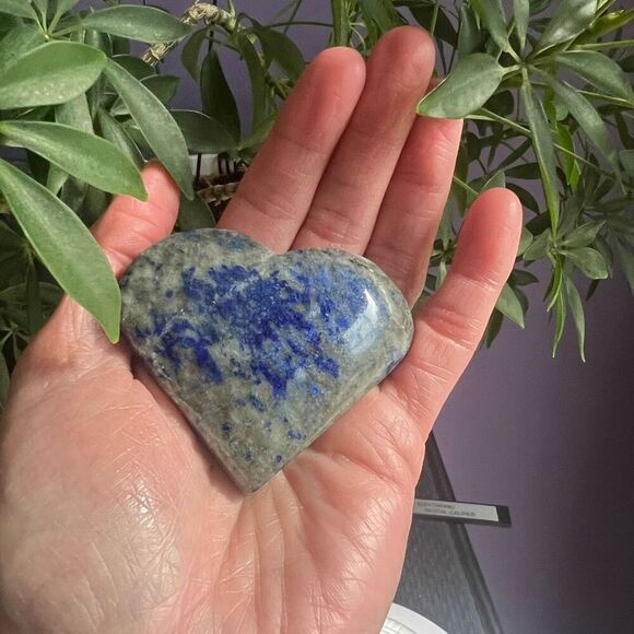 Lapis Lazuli Crystal‎ Heart Carving - Picture 2 of 14